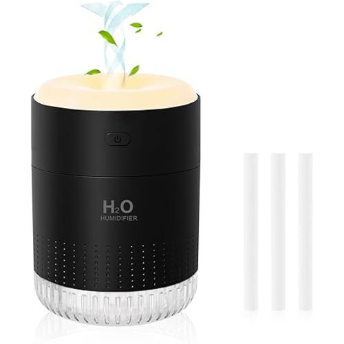 Portable Mini Humidifier, Auto Shut-Off, 2 Mist Modes, Quite, Small Humidifiers for Bedroom Travel Office Desk Plants (Black)