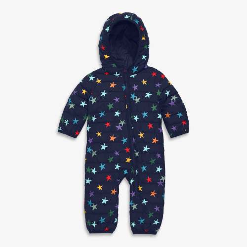 Baby lightweight puffer suit in rainbow confetti stars | Primary.com