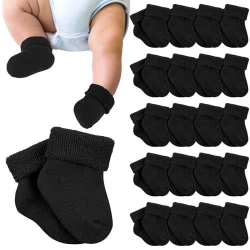 Janmercy 20 Pair Preemie Socks Baby Boy Girls Newborn Premature Terry Cotton Socks for Unisex Baby