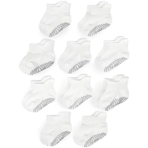 Fruit of the Loom Cotton Grip Socks for Baby and Toddler - White (0-6 Months)
