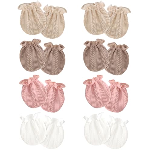 AQOKKA Newborn Baby Mittens No Scratch Cotton Elastic Wrist Gloves Infant Toddler Mittens for Baby Boy Girl 0-6 Months