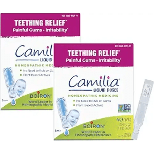 Boiron Camilia Drops 40 Count (Pack of 2) Relief of Painful or Swollen Gums and Irritability in Babies - for Daytime and Nighttime - Liquid Drop for Baby