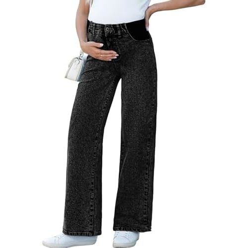 BLENCOT Maternity Jeans for Women High Waist Straight Leg Pregnancy Denim Pants with Pockets