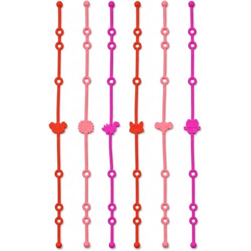 6-Pack Baby Toy Straps, Silicone High Chair & Stroller Straps, Toddler Bottle & Car Seat Accessories, Baby Travel Essentials with Pacifier Clips (red)
