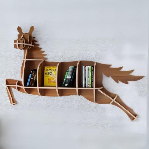 Wooden Storage Shelf Horse Wall Animal Shape Bookshelf Kids Bookcases – Woodartdeal