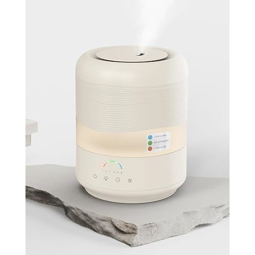 Baby Humidifier, Humidifier for Bedroom & Nursery, Cool Mist Humidifier for Large Rooms, 2.5L Top Fill Ultrasonic Humidifier with 30H Runtime, Quiet Operation, Humidity Sensor, Night Light,White