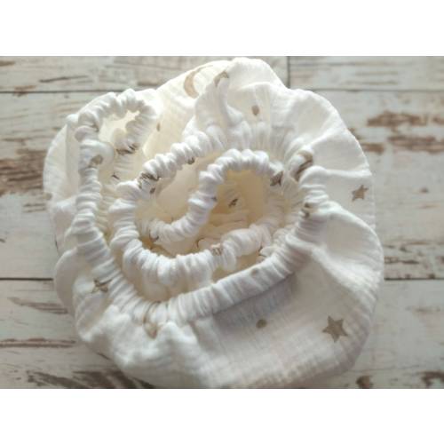 Moon & Stars Muslin Fitted Crib Sheet: Handmade Organic Cotton Bedding
