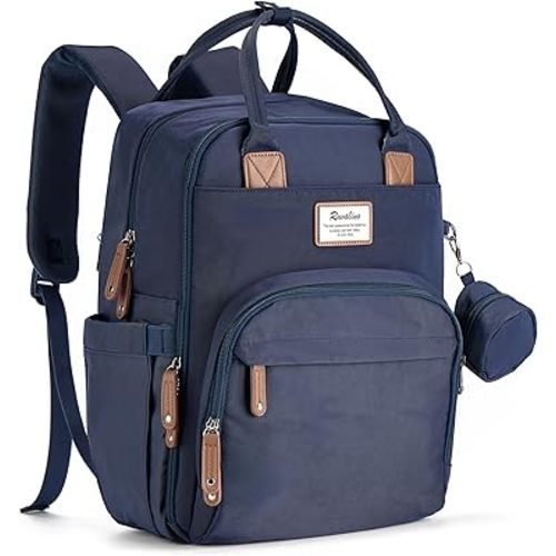 RUVALINO Diaper Bag Backpack, Multifunction Travel Back Pack Maternity Baby Changing Bags, Diaper Changing Totes, Waterproof and Stylish, Navy Blue