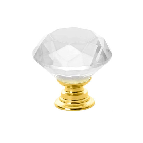 Amid Hardware 1.3" Diamond Shape Crystal Glass Cabinet Knobs with Golden Base | Wayfair