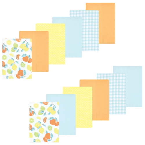 Luvable Friends Hudson Baby Flannel Burp Cloths 12pk, Pastel Citrus