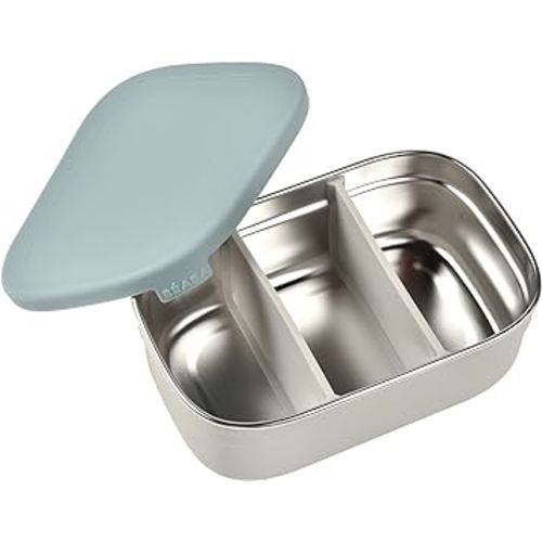 Beaba Stainless Steel Lunch Box, Baby Stainless Steel Bento Box, Kids Food Container, Baby Food Storage Containers, Bento Lunch Box for Kids with Silicone Lid, Rain