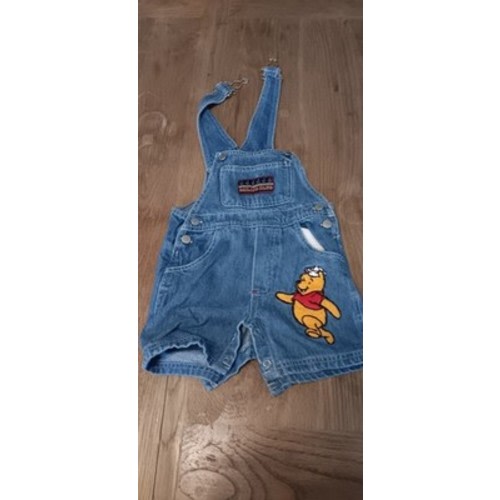 Vintage Winnie The Pooh Overalls Jean Bibs Shorts Size 2T