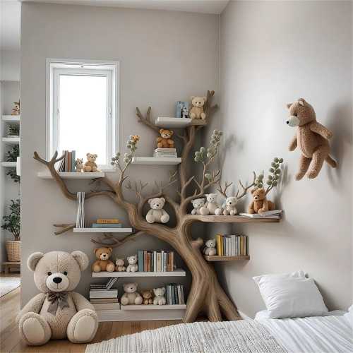 Artistic Solid Wood Kids Bookshelf | Natural Storage Rack