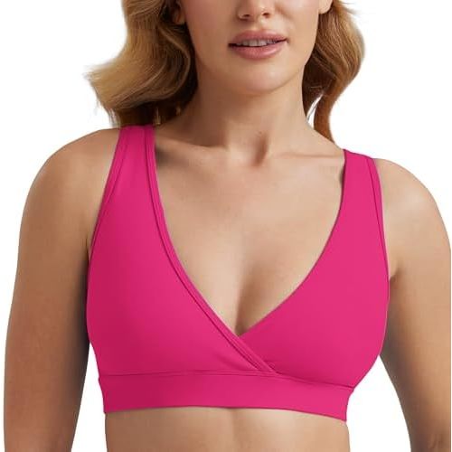 CRZ YOGA Butterluxe Maternity V Neck Nursing Bras - Wireless Sleep Breastfeeding Lounge Womens Pregnancy Bralette Comfy