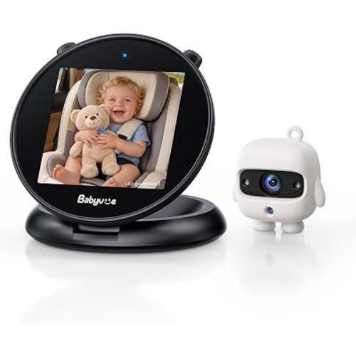 Babyvue Baby Car Camera, Round Fold-Down Monitor for Rear-Facing