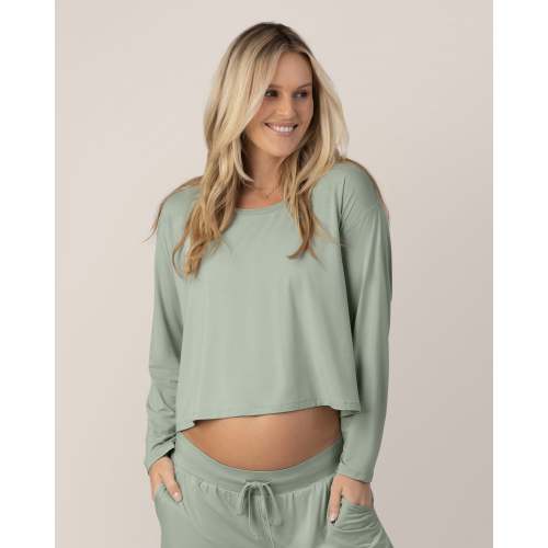 Aria Bamboo Casual Cropped Long Sleeve Top | Taupe - Kindred Bravely