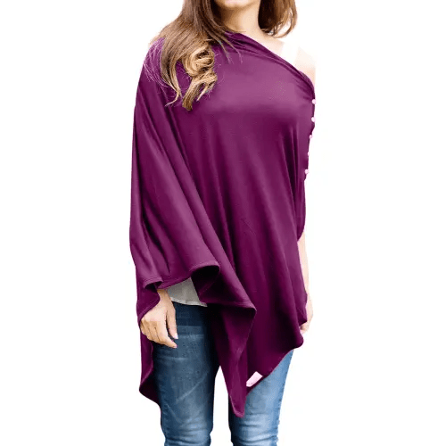 Byrd & Blume Maternity Nursing Cover Breathable Lightweight Breastfeeding Cover Wrap Shawl Scarf Poncho Full 360 (Aubergine, One size)