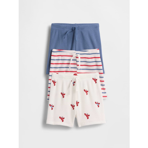 Baby First Favorites TinyRib Stripe Pull-On Shorts (3-Pack)