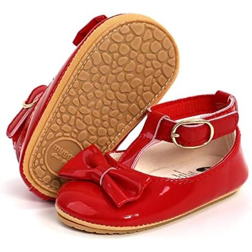COSANKIM Baby Girls Mary Jane Flats Shoes Anti-Slip Rubber Sole Infant Toddler Princess Wedding Dress Shoes
