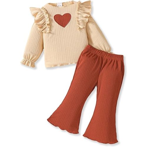 Baby Girl Clothes Infant Toddler Girl Outfit Long Sleeve Shirts Top Rufffle Pants Little Girls Clothes