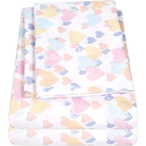 1500 Supreme Kids Bed Sheet Collection - Fun Colorful and Comfortable Boys and Girls Toddler Sheet Sets - Deep Pocket Wrinkle Free Soft and Cozy Bedding - Full, Vintage Hearts