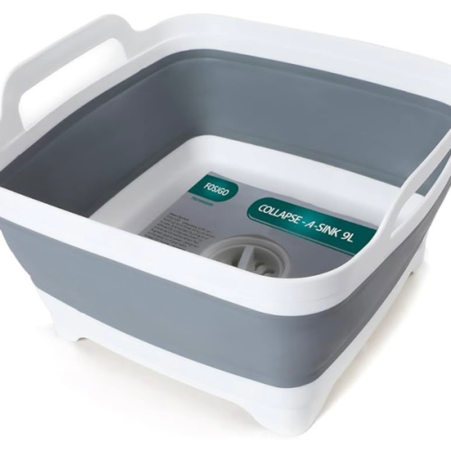 2.4 Gal(9L) Collapsible Dish Basin with Drain Plug,Space Saving Multiuse Foldable Sink Tub,Dishpan,Kitchen Sink for Camping,Plastic Tub,Vegetable Washing,Beverage Tubs