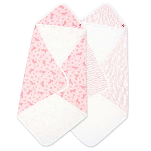 Unicorns Organic Cotton Knit Terry Hooded Towel 2 Pack – Zutano