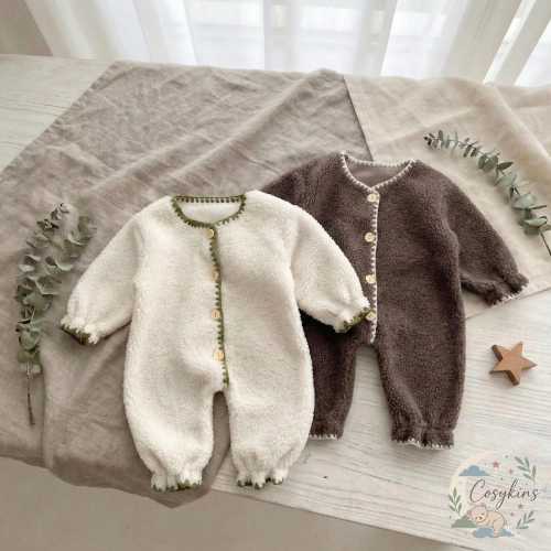 Velvet Baby Romper with Hat, Fleece Newborn Jumpsuit, Warm Winter Infant Outfit, Cozy Autumn Set, Baby Shower Gift