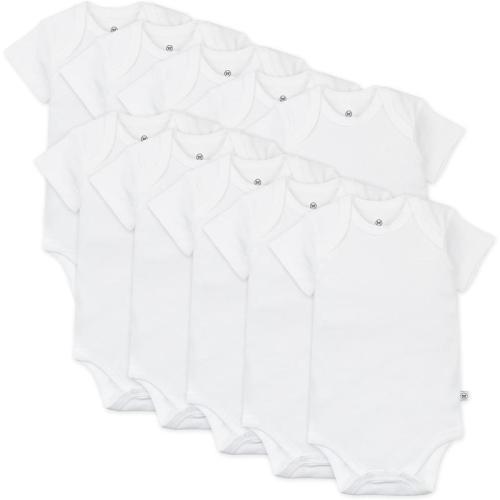 Honest 10-Pack Short Sleeve Bodysuits One-Piece 100% Organic Cotton, 6-9M