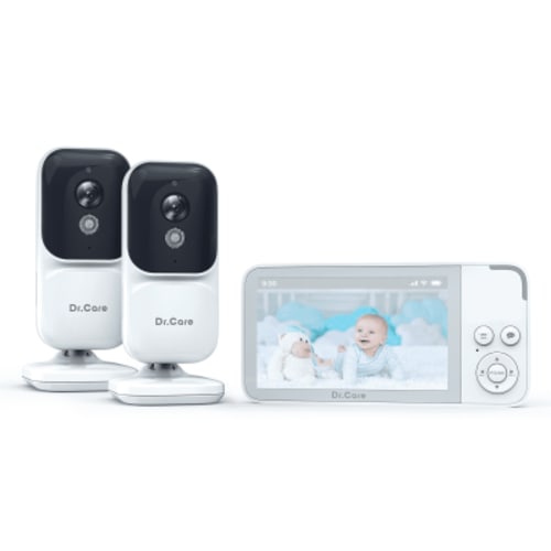 Dr.Care 3.5" Video Baby Monitor with 2 Cameras, 2-Way Audio, Night Vision, VOX Mode, Video Recording, 4X Zoom,Temperature Sensor
