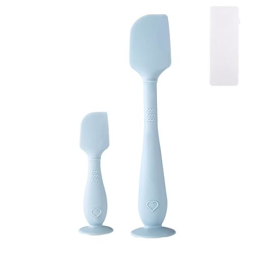 2pcs Baby Diaper Cream Spatula with Travel Case, 2 Sizes Soft Flexible Silicone Butt Paste Applicator Baby Diaper Rash Cream Spatula Bum Brush for Newborn(Blue)