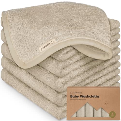 6-Pack Baby Washcloths  Soft Absorbent Viscose from Bamboo Washcloths for Face, Body, Baby Towels for Newborn, Kids, Toddlers,Infant,Gentle on Sensitive Skin,10x10 Reusable Face Towels(Earth Brown)