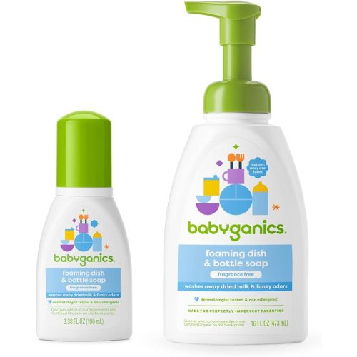 Babyganics Dish Giftset, Standard Pump, Travel Size and Refill, Fragrance Free
