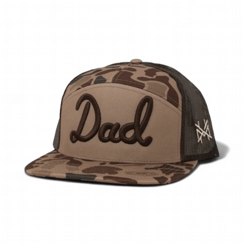 The Mad Hatter Company Dad Snapback Hat - 7 Panel Duck Camo/Brown/Duck Camo