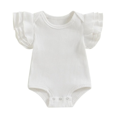 Naomi Ribbed Flutter Onesie - Snow