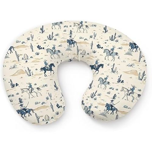 Western Cactus Horse Mountain Pattern Nursing Pillow Cover, Unisex Removable Breastfeeding Pillowcase Slipcover for Baby Girls Boys Newborns Toddlers, Cover Only