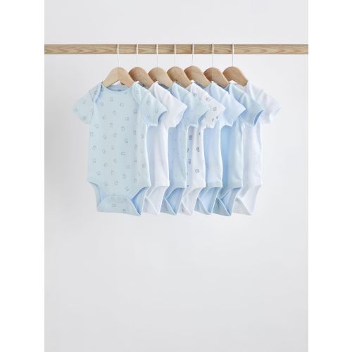 Blue 7 Pack Bear Short Sleeve Baby Bodysuits - up to 3 months