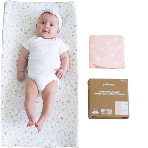 Organic Cotton Changing Pad Cover Girl, 2pk Changing Table Cover, Pink