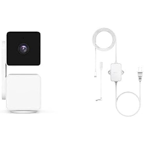WYZE Cam Pan v3 Indoor/Outdoor 1080p Pan/Tilt/Zoom Wi-Fi Smart Home Security Camera with Color Night Vision, 2-Way Audio, Compatible with Alexa & Google Assistant, White + Outdoor Power Adapter