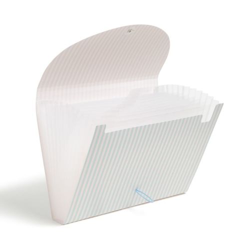 U Brands 13 Pocket Poly Expandable File Folder Muted Prep Stripes