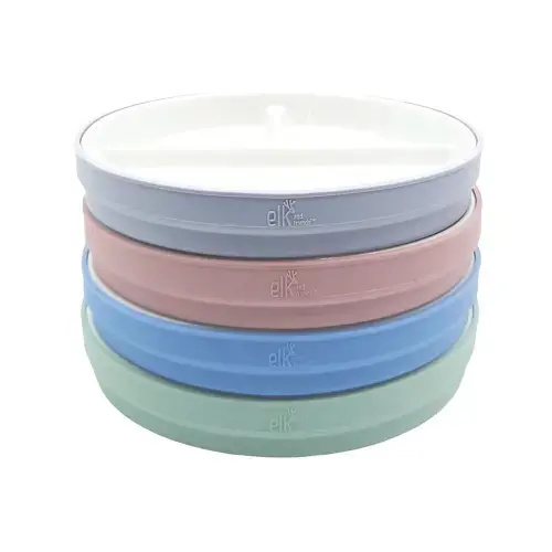 Porcelain White Divided Plates with Silicone Sleeves