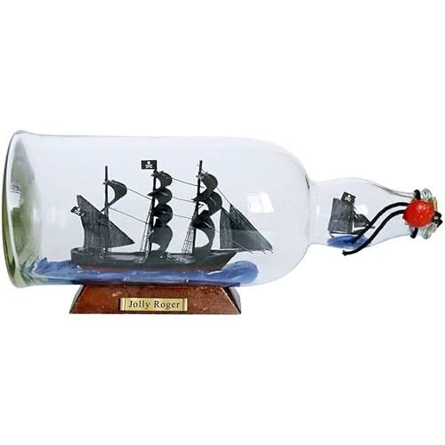 Peter Pan's Jolly Roger in Glass Bottle - 11" by Hampton Nautical
