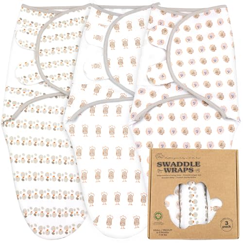 Bublo Baby Swaddles for Newborns – 3-Pack Infant Swaddles 0-3 Months – Adjustable Newborn Swaddle Sleep Sack – Soft Organic Cotton Baby Wrap for Safe & Cozy Sleep