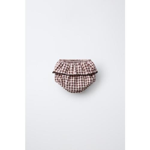 GINGHAM RUFFLED PANTIES - Brown | ZARA United States