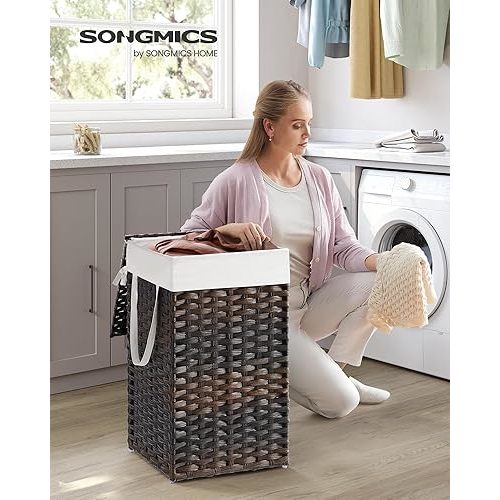 Chestnut Brown Laundry Hamper with Lid, 65L (17.2 Gallon)