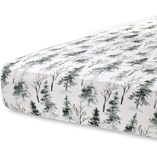 Pobibaby - Premium Single Fitted Baby Boy Crib Sheets for Standard Crib Mattress - Ultra-Soft Cotton Blend, Safe and Snug, and Stylish Woodland Crib Sheet (Magical Woods)