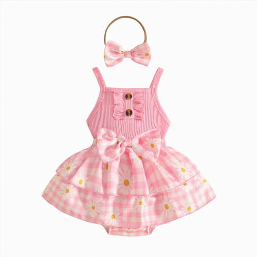Gubotare Baby Girl Newborn Clothes Newborn Baby Girl Outfit Romper Dress Cute Infant Girl Clothes 0 3 6 9 12 18 24 Months (Pink,12-18 Months)
