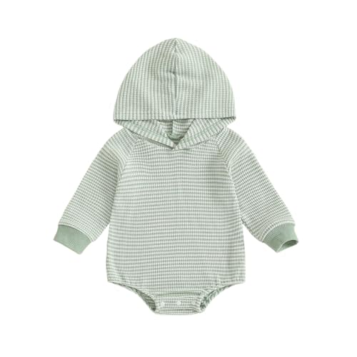 Baby Girl Boy Hooded Sweatshirt Long Sleeve Solid Color Romper Infant Baby Fall Winter Outfits