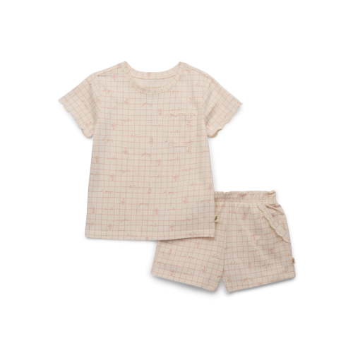 easy-peasy Toddler Girls Organic Jersey Sleeve Tee & Scallop Shorts Set, 2-Piece, Sizes 18M-5T
