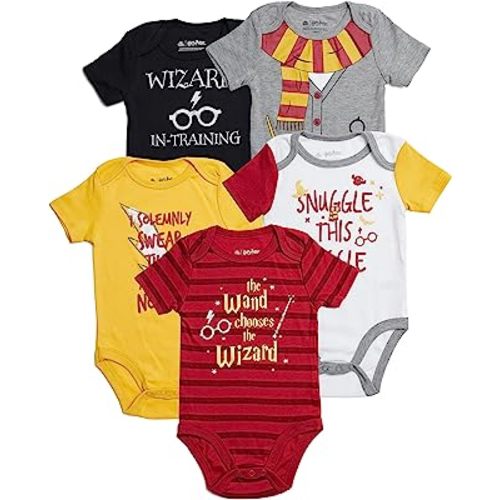 Harry Potter Baby Boys’ Short Sleeve Bodysuit Multipack Gift For Baby Girl or Boy Baby Clothes
